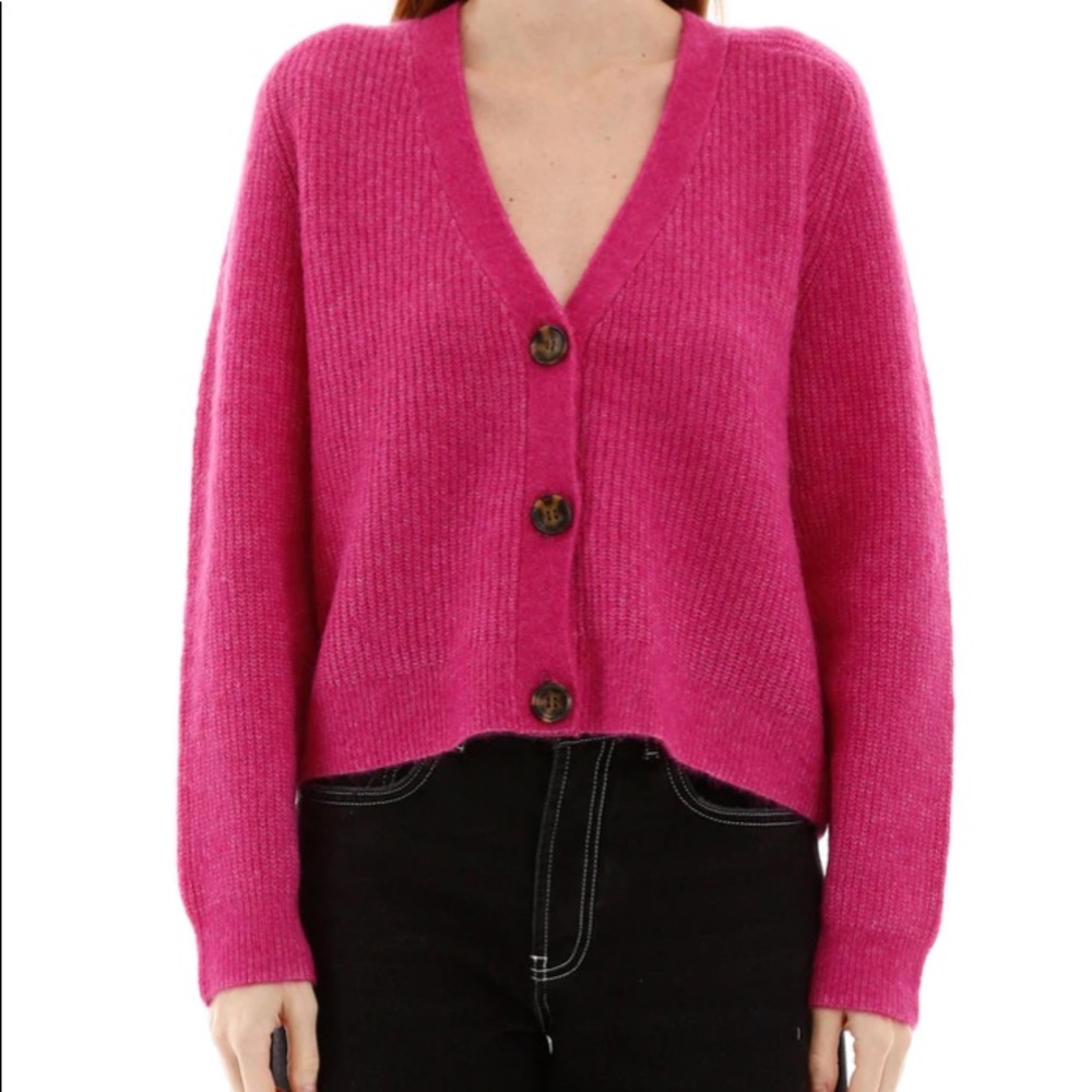 GANNI Ribbed Knitted Cardigan